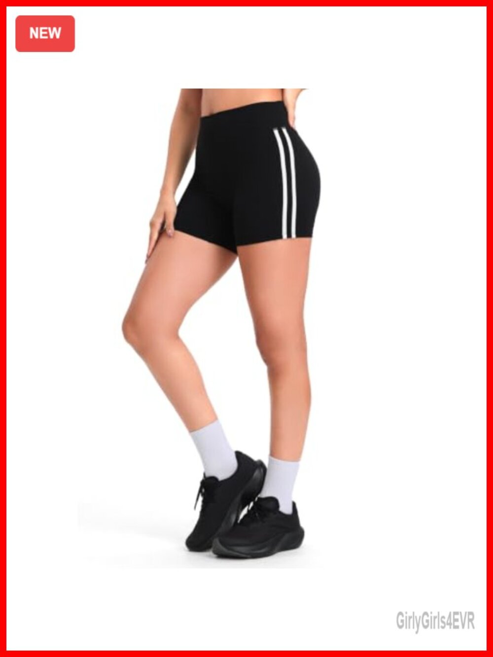 Aoxjox Women's Sporty Striped Biker Shorts 4" High Waist